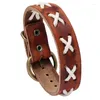 Charm Bracelets Vintage Punk Style Men's Jewelry Simple Rope Woven Cowhide Bracelet Personalized Elegant Luxury