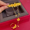 Verbindungsarmbänder 24k Gold plattiert Kirschblüte Armband Ring Ein Stück Kettenschmuck für Frauen DD10221