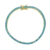 Colliers 3mm arc-en-ciel Cz collier vert Turquoises pierre Tennis chaîne ras du cou bijoux Micro pavé couleur or fantaisie femmes bijoux livraison directe