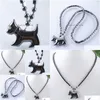 Pendant Necklaces Black Non Magnetic Natural Hematite Stone Beads Dog Necklace 18 Length Fashion Jewelry Gift F3042 Drop Delivery Pen Dhdrn