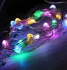 Strings LED Solar Light Silver Wire 7M 12M 22M Strip Fairytale Holiday Christmas Party Garland Garden