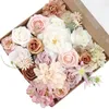 Flores decorativas Caja de flores artificiales Regalo de mano de cumpleaños Centro de mesa floral de la boda Ramo de dama de honor Día de la madre San Valentín