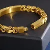 21,5 cm 7 mm Goldarmbänder Herrenschmuckkette Hip Hop 18 Karat Gold Diamantarmband Einfache personalisierte kreative Kaiserkette Herrenarmband 18 Karat Massivgoldfüllung