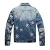 Designerkleidung Amires AM Jeansjacke 451 Trend Marke Amies New Denim Mantel Pink Star Blue Denim Top Herrenjacke Slim Fit Trend Casual Mäntel Mode Jean Oberbekleidung