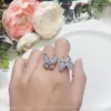 Cluster Rings S925 Sterling Silver Bow Ring Sweet Temperament Dance Match Lady's Superior Quality Free Freight Pink Butterfly Love