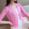 Vestes pour femmes 2023 été femmes court simple boutonnage dentelle tricot Cardigan Protection solaire vêtements trois quarts manches châle veste C41