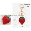 Keychains Lanyards Diamond Stberry Cartoon Fruit Keychain Ladies Bag Decoration Pendant Fashion Accessories Key Chain Drop Delivery DHA5U