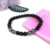 Strand 2023 Simple Obsidian Elastic Armband Men's Hematite 8mm Beads Black Fashion Jewelry Pulsera Hombre Parfyes Mujer