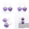 Dangle Chandelier Natural Amethyst Beads Stone Drop Earrings For Women Romantic Heart Shaped Pendant Hanging Earring Fashion Jewel Dh76H