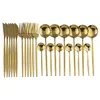 Neue 24 stücke Gold Geschirr Set Edelstahl Geschirr Set Messer Gabel Löffel Besteck Set Spülmaschinenfest Besteck Besteck Set Großhandel