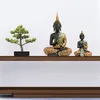 Objetos decorativos Figuras 10/16cm Mini estátua de Buda Tailândia Buda Escultura Resina Verde Hindu Fengshui Meditação da Fatuagem Decoração de Casa 230523