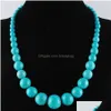 Colliers De Perles Sautoirs Pour Femmes Bijoux Blanc Rouge Bleu Turquoises Pierre Perles Rondes Graduées Brin 19 Pouces Bf313 Drop Deliver Dhisx