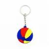 Keychains Lanyards PVC Sport Keychain hanger voetbal honkbal basketbal volleybal strandbal rugby sleutelhanger auto tas decorati dho8q