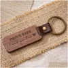 Keychains Lanyards Personalized Leather Keychain Pendant Beech Wood Carving Lage Decoration Key Ring Diy Thanksgiving Holiday Gift Dhv2Y