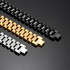Bangle Gold Black Color Stainless Steel Bracelet Male 16MM Mens Watch Strap Bracelets Bangles For Men Hand Jewelry Accessories With CZ