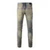 Designer Clothing Amires Jeans Denim Pants Amies High Street Fashion Brand Jeans brodés de serpent usés pour hommes avec des trous cassés Pantalons de pieds en denim rayés nostalgiques