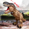 Electronic Pet Toys Children Toys Amazing Spray Electric Walking Dinosaur Toy Tyrannosaurus Rex Lay Eggs Lights Roar Sounds Kids Boy Birthday Gifts 230523