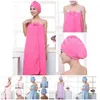 Soft Microfiber Magic Absorbent Dry Spa Bath Towel Beach Bathrobe+Cap for Women Girls wzpi