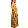 Maternity Dresses Pregnant Women Floral Print V-Neck Sleeveless Dress Casual Boho Maxi S/M/L/XL/XXL