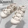 Zomerplatform sandalen vrouwen kruis veter dikke zool schoenen dames echt leer zwart beige sandalen vrouw sandalias mujer x230523