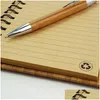 Блокнот DIY Wood Bamboo -Er Notepbook Spiral Блокнот с ручкой 70 листов переработанной бумагой 18x13,5 см. Офис доставки в школу B Dhbaq