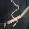 Pendant Lamps Stair Chandelier Heart-shaped Long Modern Minimalist Duplex Building Golden Creative Spiral Staircase