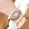 Zegarek na rękę Japan Rose Gold Steel Band Watch For Women Vintage Oval Quartz Rhinestone Arabic Numeral Dial Kalendarz Wodoodporny biznes