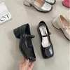 Dress Shoes 2023 Spring Autumn Mary Jane Fashion Women Shallow Buckle Mid Heel Ladies Elegant Outdoor Single Leather