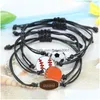 Andere Armbänder Wachs Seil Geflochten Kreative Basketball Baseball Fußball Sport Armband Mode Accessoires Drop Lieferung Schmuck Dh67D