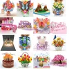 Cartes de vœux Cutpopup Fête des Mères Carte Pop Up Anniversaire 3D Astuce Fleurs Panier Drop Delivery Amgsj