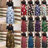 Casual Dresses Women Loose Dress 2023 Autumn Fashion V-ringen Långärmad damer Party Vintage Christmas Print Kvinna Maxi