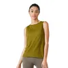 LL Damen Yoga-Oberteil, ärmellos, für Damen, Fitnessstudio, T-Shirt mit Rundhalsausschnitt, Workout, lässig, Sommer YB186