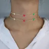 Necklaces 2022 summer new women jewelry Neon enamel heart choker larait necklace tennis chain colorful jewelry high quality