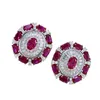 Vintage Ruby Diamond Stud Earring 925 Sterling Silver Engagement Wedding Earrings for women Bridal Statement Party Jewelry