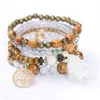 Pärlstav bohemisk tofs armband träpärlor hänge armband 4st/set drop leverans smycken dhhw4