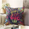 Pillow Case Valentines Day Fashion Love Print Short Plush Pillowcase Sofa Decoration Ornament 45X45Cm Drop Delivery Home Garden Text Dhwh9