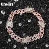 Bracelets Uwin 9mm Cuban Bracelet With Butterflies Rose Gold Color Anklets Cz Punk Miami Link Bling Hip Hop Jewelry For Gift