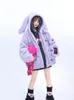 Damen Strick Koreanische Lose Outwear Langarm Mäntel Y2k Jacken Frauen Kawaii Ohr Mit Kapuze Süße Weibliche Herbst Winter Warm Niedlich