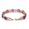 18K Rose Gold Trendy Lab Amethyst CZ Bangelet bangle للنساء S925