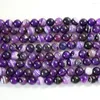 Cuentas de piedra cornalina a rayas moradas naturales, Ágata de ónix, 6mm, 8mm, 10mm, 12mm, redondas, sueltas, accesorios para hacer joyería DIY, 15 pulgadas, GE4033