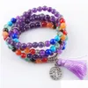 Pulseiras de pedra natural de miçanga de 6 mm de pulseira de pulseiras de pulseiras cura de meditação 7 chakra damas embrulhadas reiki rosário 108 malhas de mala para wo dhgo3