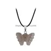 Colares pendentes Colar Butterfly Colar Butterfly Colar Hand esculpido em pedras preciosas de pedras de gemas Acessórios de moda de moda WHIT CHAINS DROP DE DHHBG