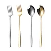 Set di stoviglie 2 pezzi / set Cucchiaio forchetta forchetta in acciaio inossidabile Set di posate a manico lungo Set di oro e argento per la casa occidentale