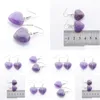 Dangle Chandelier Natural Amethyst Beads Stone Drop Earrings For Women Romantic Heart Shaped Pendant Hanging Earring Fashion Jewel Dh76H