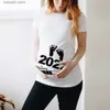 Moderskapstoppar tees baby lastning 2022 tryckt gravid t shirt moderskap kort ärm t-shirt graviditet tillkännagivande skjorta nya mamma tshirts kläder t230523