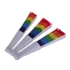アートアンドクラフトファッション折り畳み虹のファンプラスチック印刷カラーフホームフェスティバルデコレーションクラフトパフォーマンスダンスファン43x2 DHH4Z