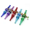 Pipes pour Fumer 5 Couleurs Fumée Glow In Dark Perles Suspendues Titulaire Émoussé Cristal Incrusté Portable Métal Filtre Détachable Cigarette Holde Dhryh