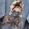 Women Denim Designer Jacket Fashion Streetwear رسالة أنيقة 2023Chic ثقوب ممزقة