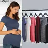 Vestidos de maternidade Tops de maternidade de verão mulheres grávidas camisetas de manga curta camisetas casuais para mulheres grávidas elegantes dobras top roupas femininas T230523