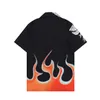 Sommer-Modedesigner-Männerhemd Hawaiianisches T-Shirt Paris hochwertiges Baumwollhemd Damen Flammenlogo bedrucktes Kurzarm-Casual-T-Shirt-Oberteil M-3XL